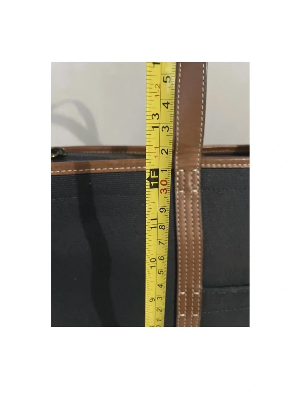 Polo Ralph Lauren Navy Canvas Tote with Brown Leather Straps